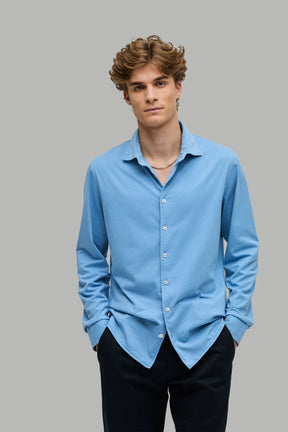 Hemd Casual Langarm Jersey Garment Dyed Cutaway