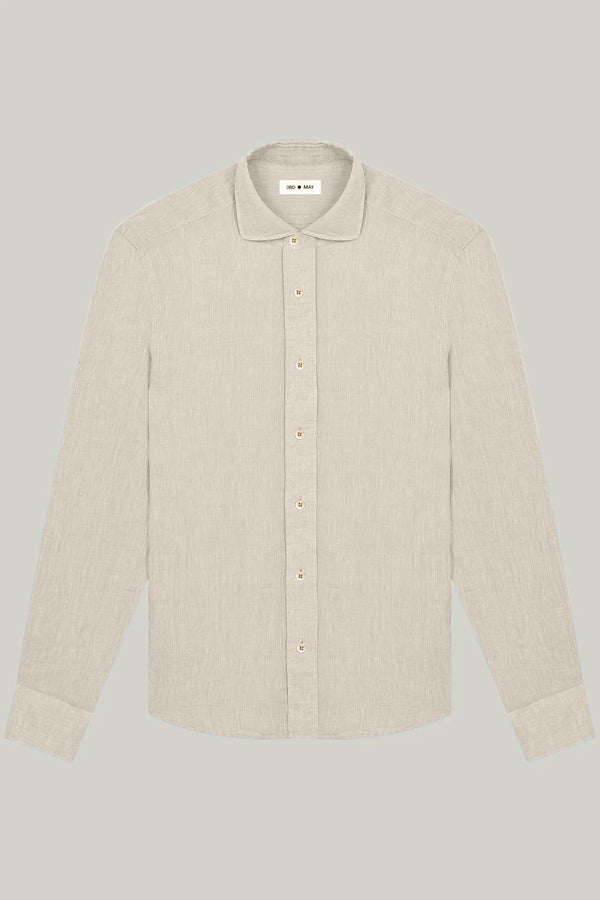 Hemd Langarm Leinen Beige#Farbe_Beige