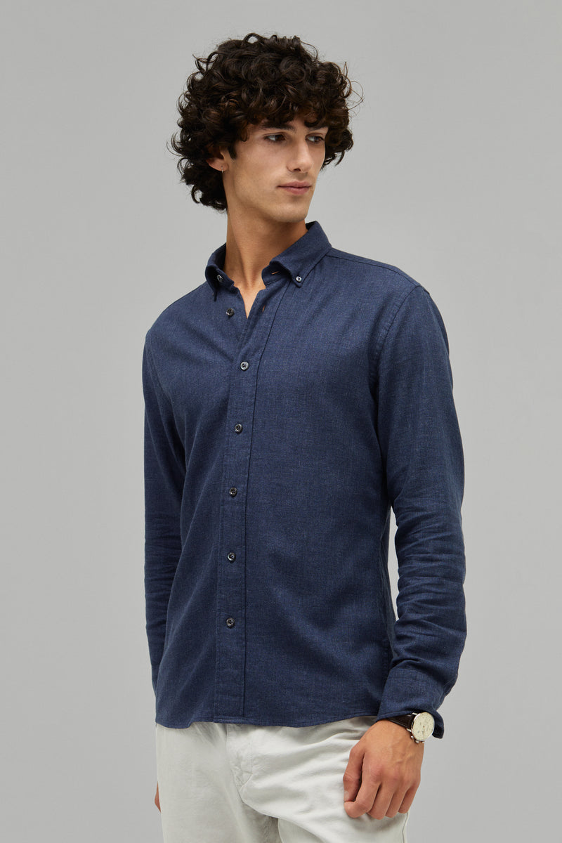 Hemd Langarm Flanell Melange