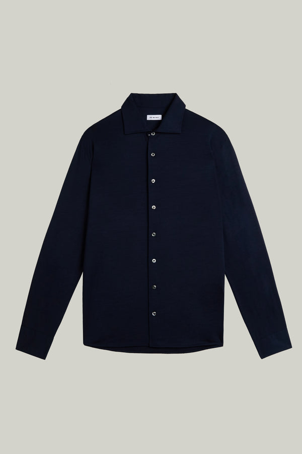 Hemd Langarm Luxe Wool Navy#Farbe_Navy