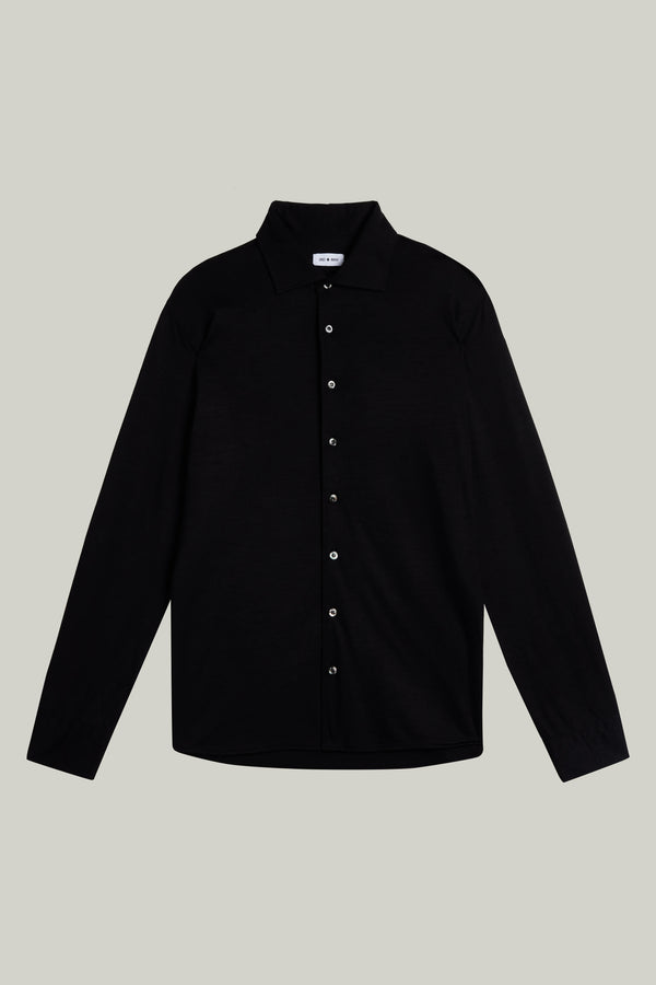 Hemd Langarm Luxe Wool Black#Farbe_Black