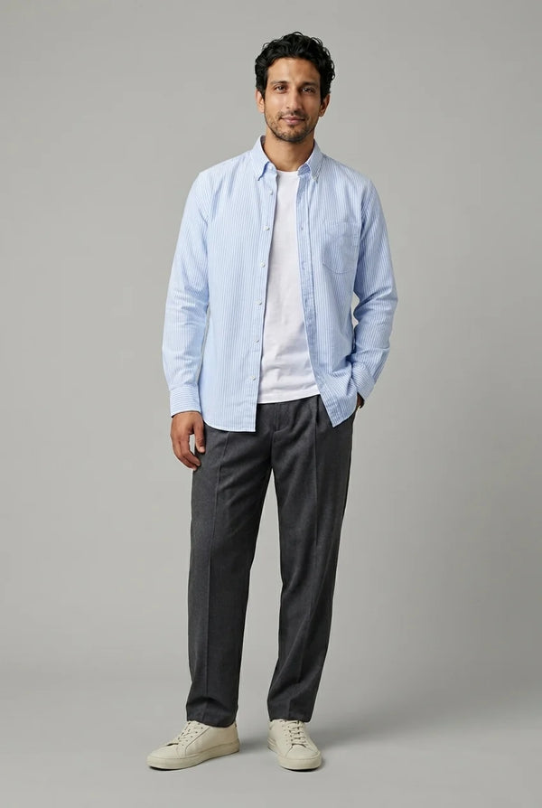 Hemd Langarm Vintage Oxford Sky Stripes#Farbe_Sky Stripes