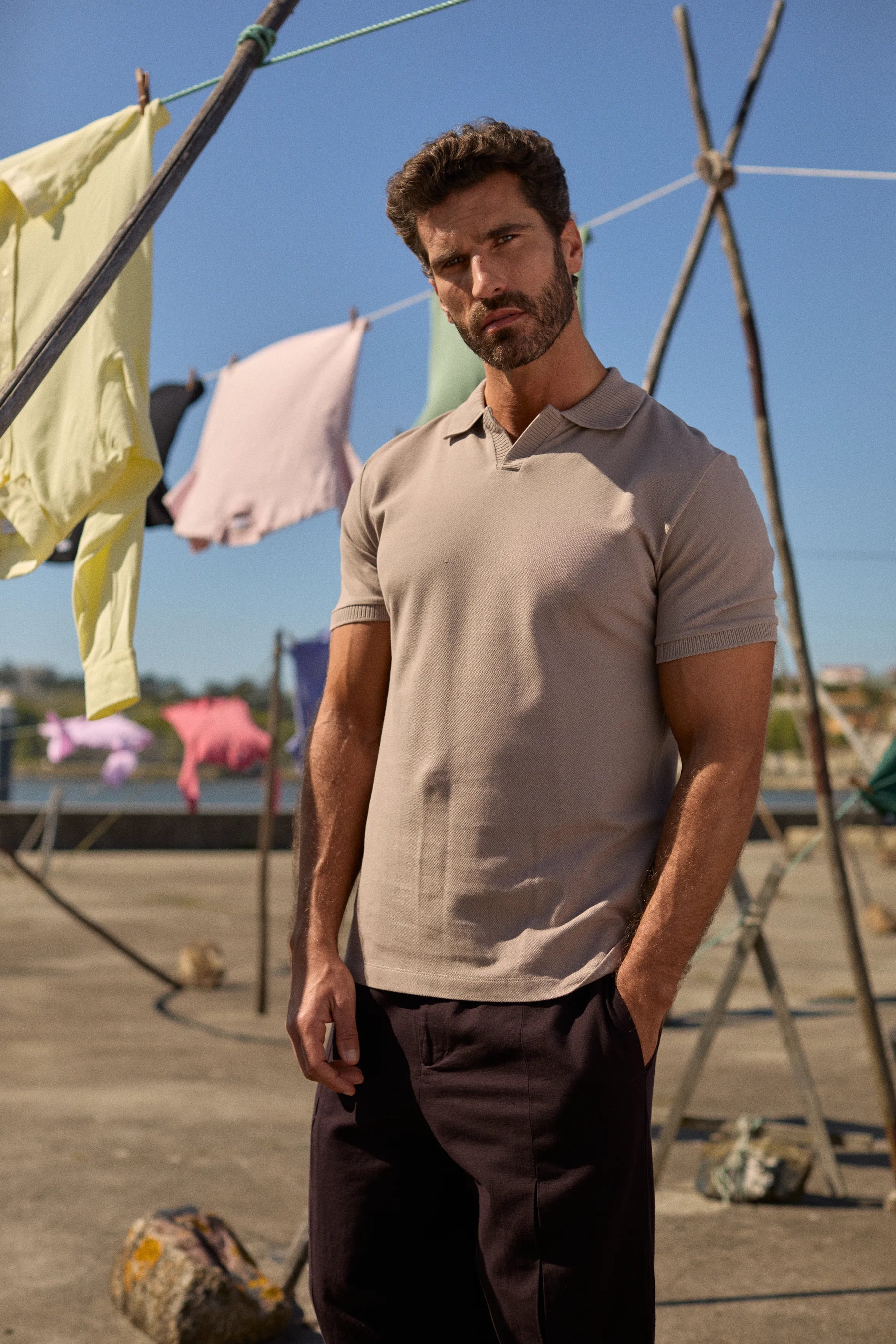 Polo-Shirt Kurzarm Pique Rippenkragen