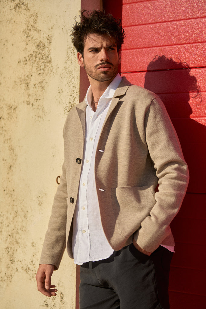 Strickblazer 2-Knopf Merino Extra Fine