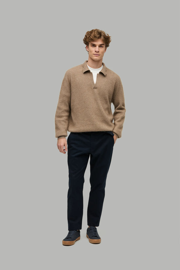 Kaschmir Pullover Polo Kragen Organic Brown#Farbe_Organic Brown
