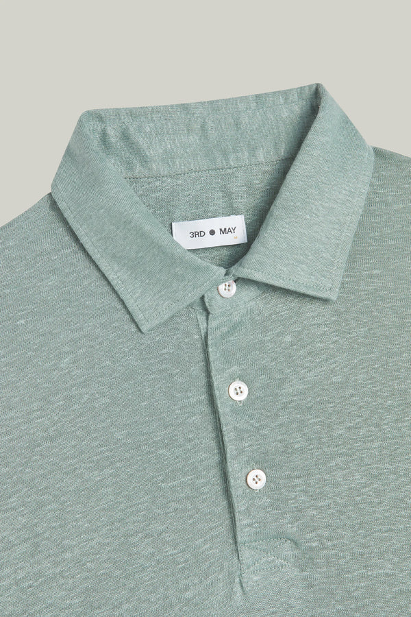 Polo-Shirt Kurzarm Leinen Willow Leaf#Farbe_Willow Leaf