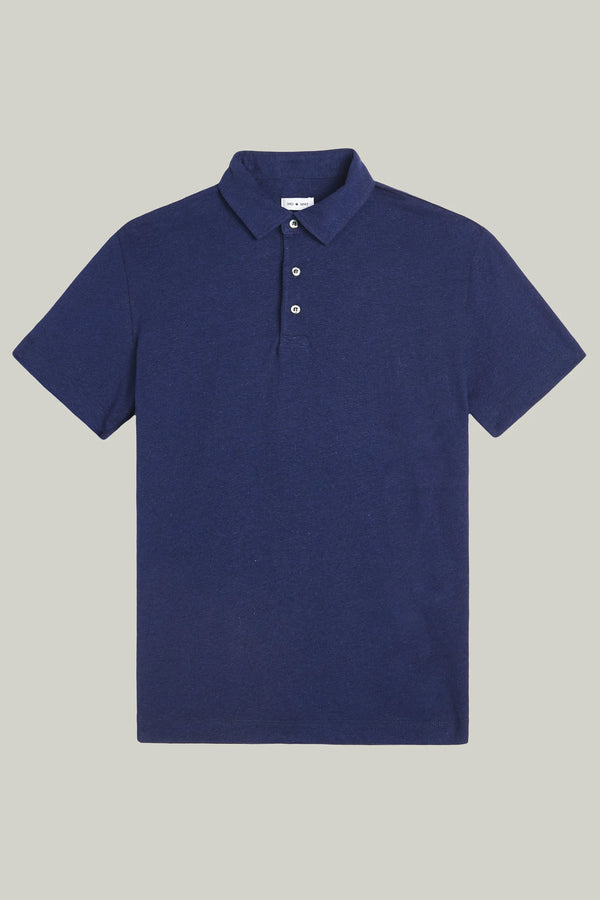 Polo-Shirt Kurzarm Leinen Navy#Farbe_Navy
