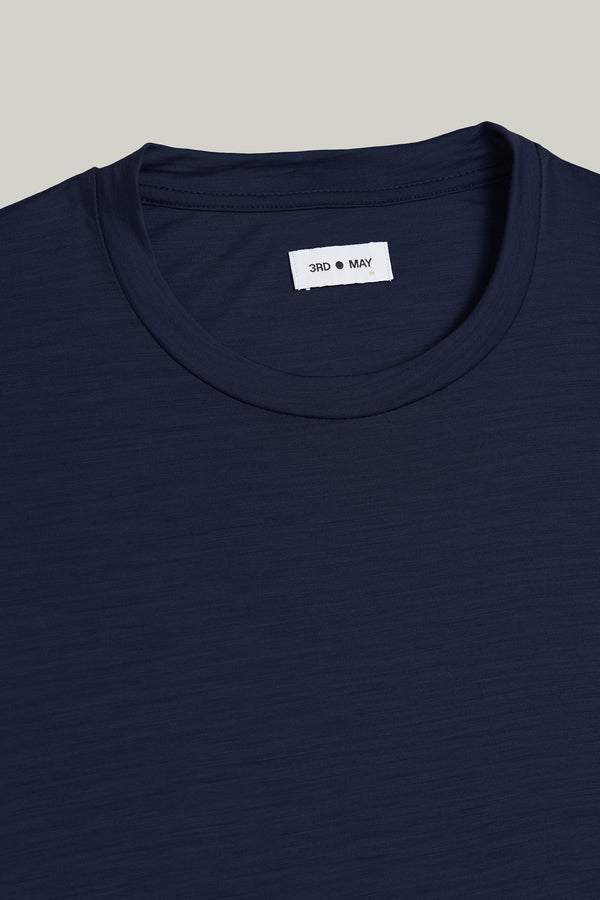 T-Shirt Kurzarm Luxe Wool Navy#Farbe_Navy