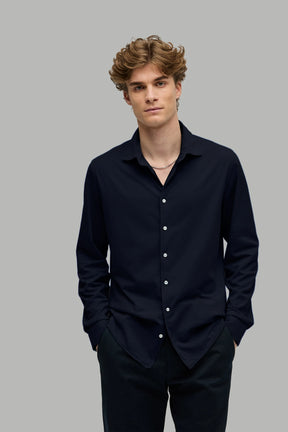 Hemd Casual Langarm Jersey Garment Dyed Cutaway