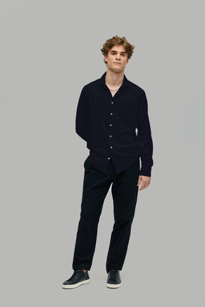 Hemd Casual Langarm Jersey Garment Dyed Cutaway