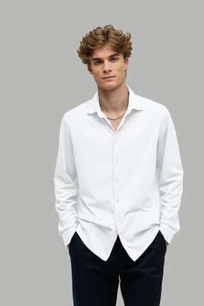 Hemd Casual Langarm Jersey Garment Dyed Cutaway
