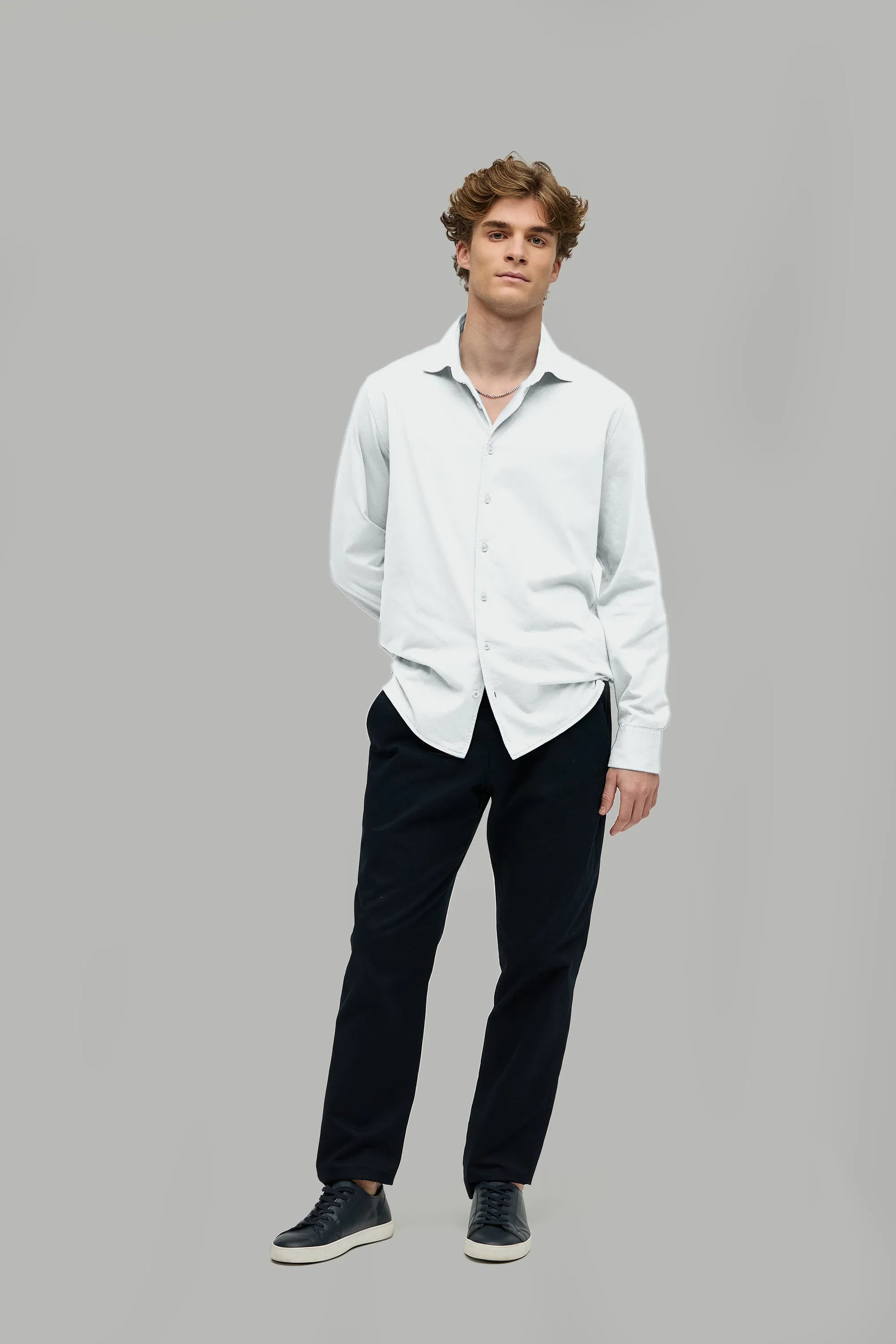 Hemd Casual Langarm Jersey Garment Dyed Cutaway