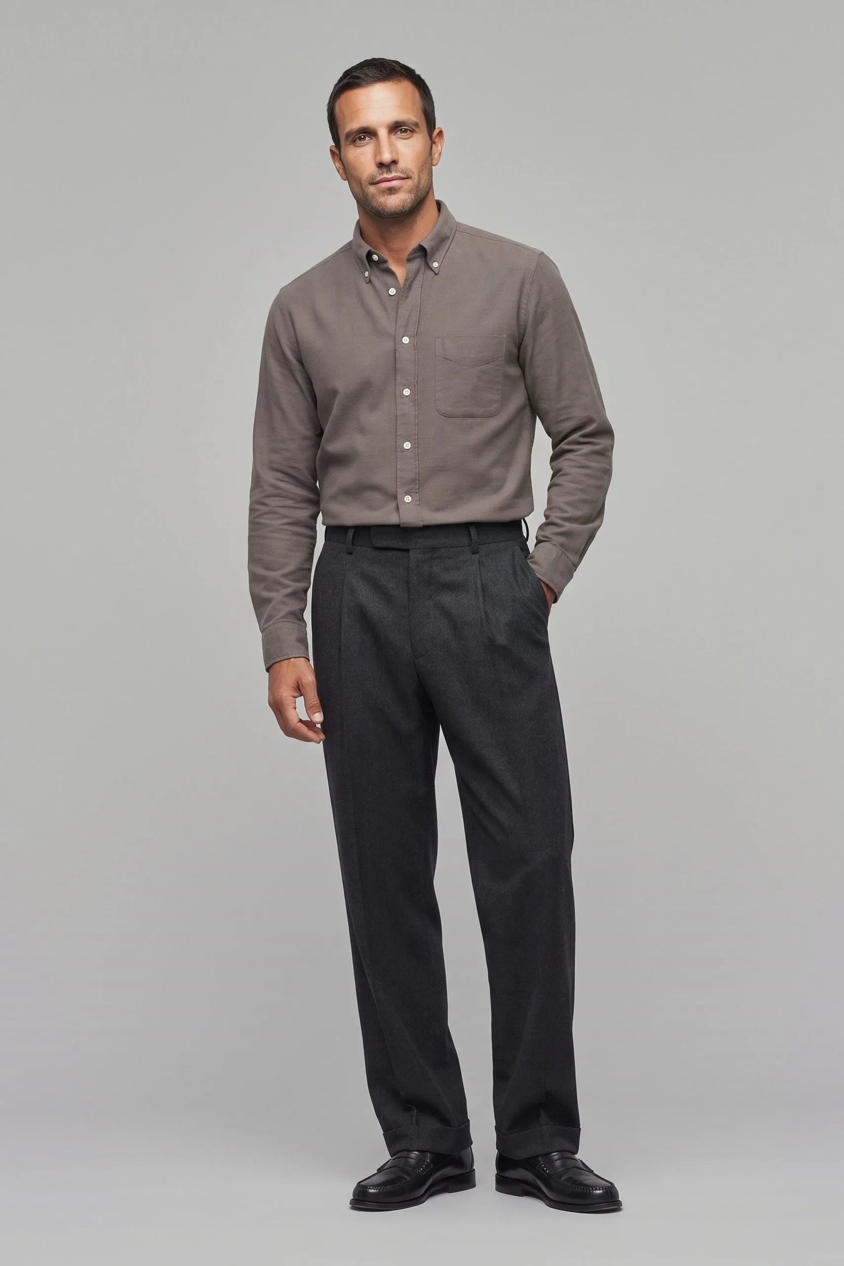 Hemd Langarm Flanell Melange