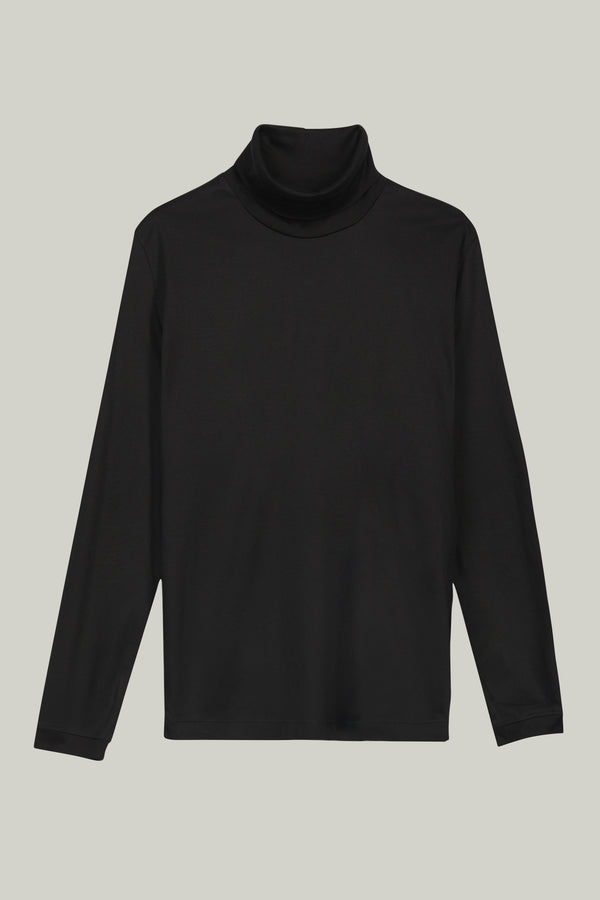 T-Shirt Rollkragen Swiss Cotton Black#Farbe_Black
