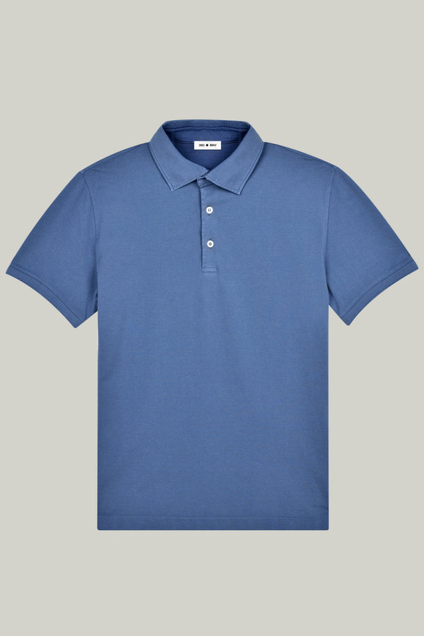 Polo-Shirt Kurzarm Pique Garment Dyed Denim#Farbe_Denim