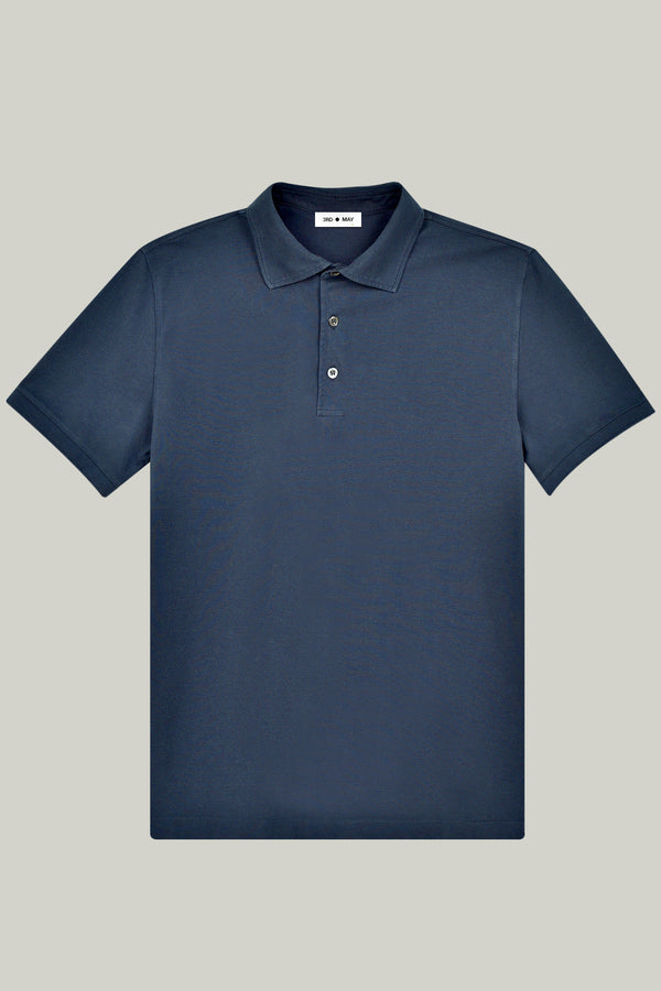 Polo-Shirt Kurzarm Pique Garment Dyed Marine#Farbe_Marine