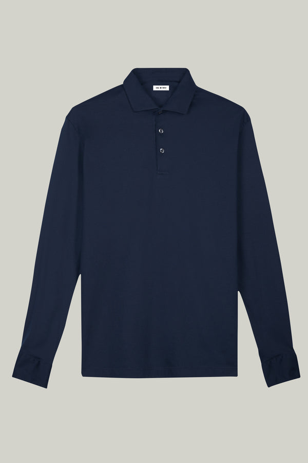 Polo-Shirt Langarm Swiss Cotton Navy#Farbe_Navy