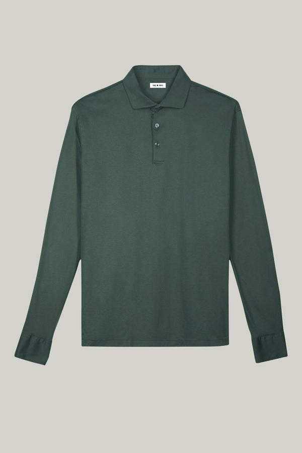 Polo-Shirt Langarm Swiss Cotton Racing Green#Farbe_Racing Green