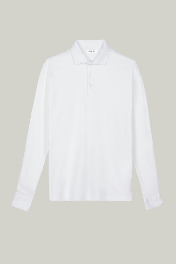 Polo-Shirt Langarm Swiss Cotton White#Farbe_White