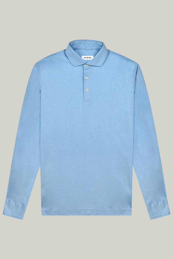Polo-Shirt Langarm Swiss Cotton Sky#Farbe_Sky