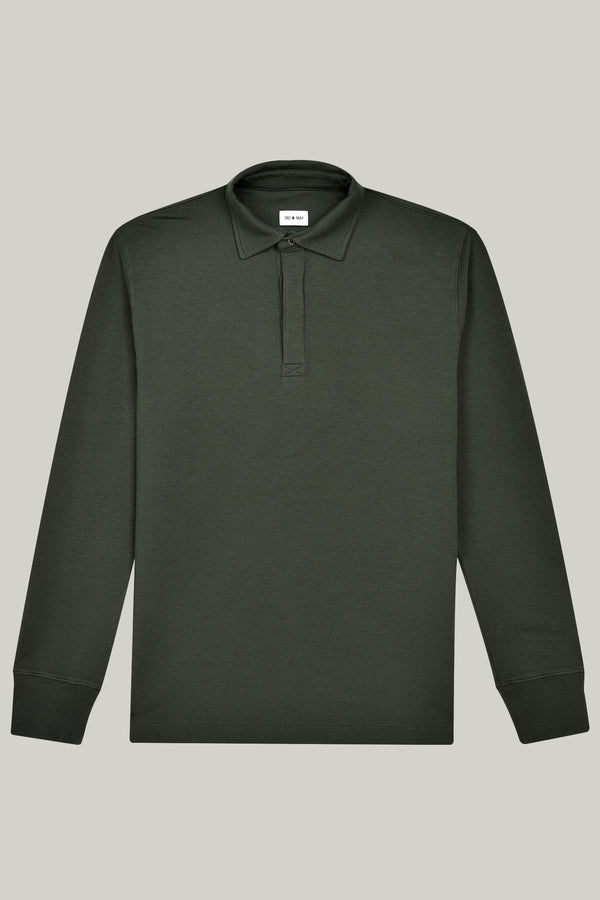 Polo Sweatshirt Modal Cotton Dark Khaki#Farbe_Dark Khaki